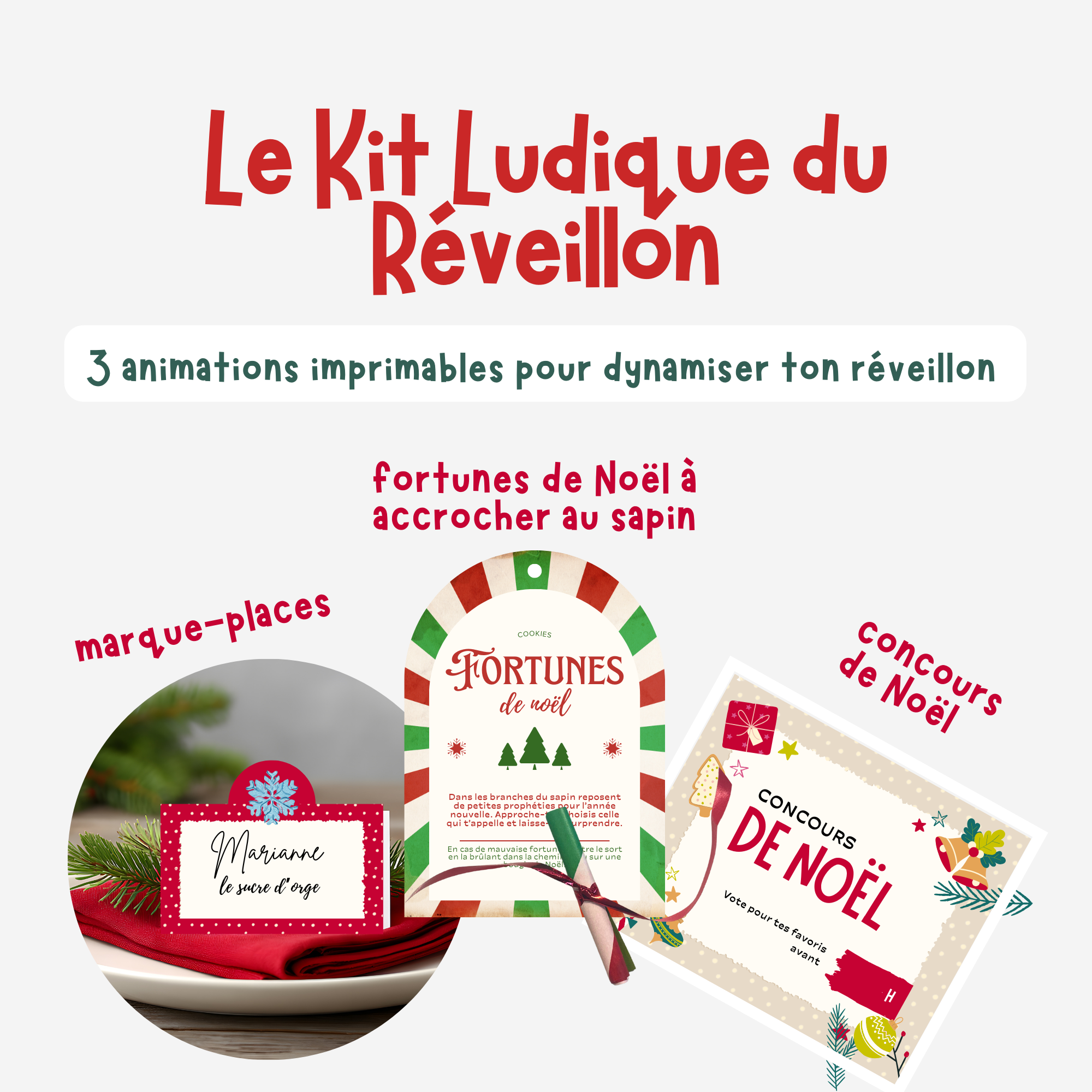 Kit d'animations pour Noël! Concours, Marque-places et Fortune cookie